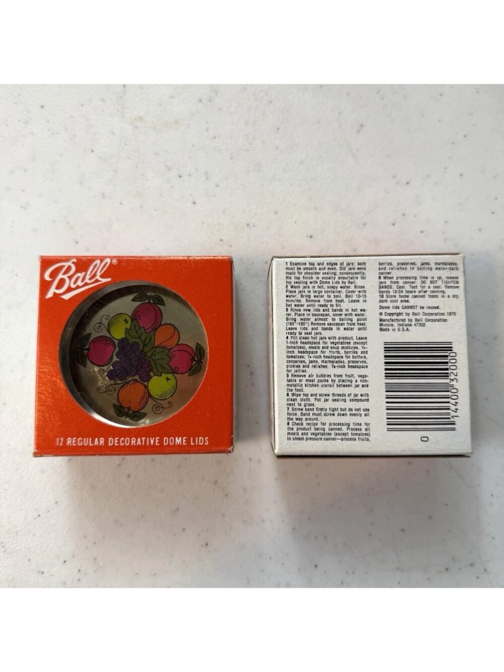 Vintage Ball Dome Lids 2 Packs of 12 Fruit Decorative Dome Lids NOS NEW